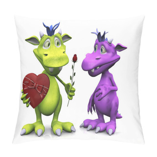 Personality  Toon Monster Giving Rose To Girl Monster. Pillow Covers