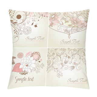 Personality  Set Of Floral Greeting Cards In Pink Shades Pillow Covers