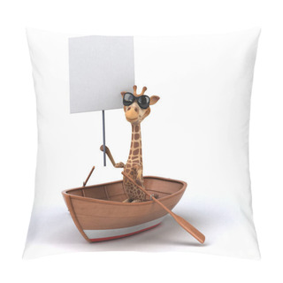 Personality  Fun Giraffe Character In Boat  Pillow Covers