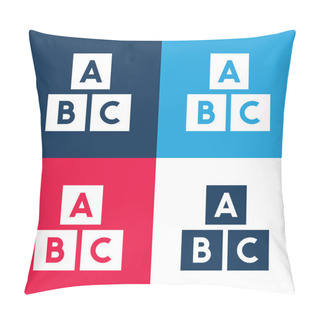 Personality  Abc Block Blue And Red Four Color Minimal Icon Set Pillow Covers