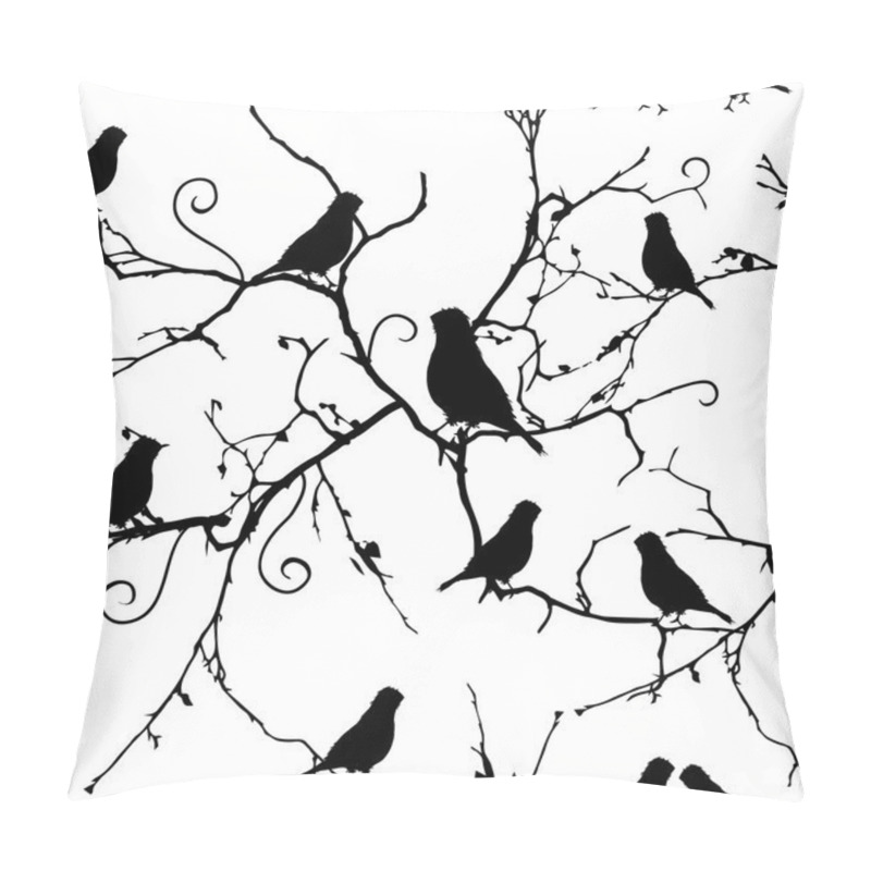 Personality  Birds on swirling branches seamless pattern, EPS10 file pillow covers