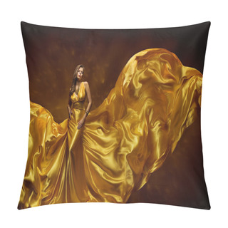 Personality  Fashion Model Woman Dress, Lady In Fluttering Silk Beauty Gown, Fabric Waving Wind, Beautiful Girl With Long Dynamic Flying Cloth Pillow Covers