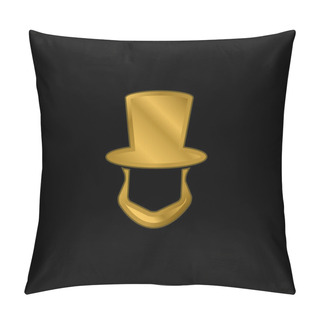 Personality  Abraham Lincoln Hat And Beard Shapes Gold Plated Metalic Icon Or Logo Vector Pillow Covers