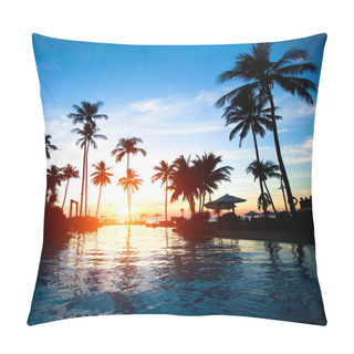Personality  Beautiful Sunset At A Beach Resort In The Tropics Pillow Covers