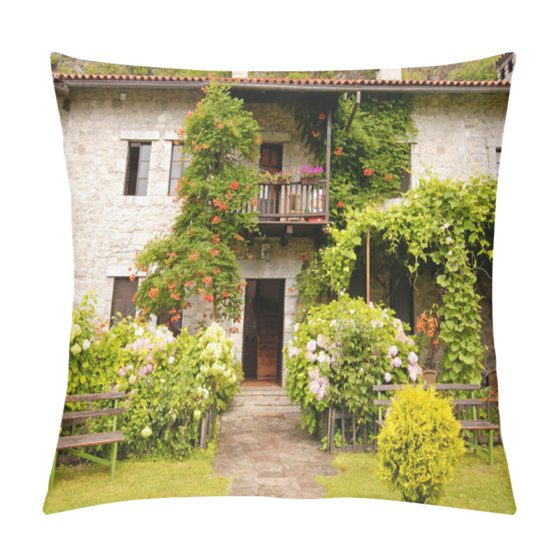 Personality  Colorful old rural house with beautiful garden pillow covers