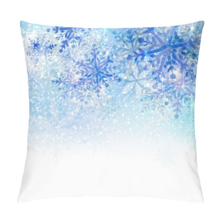 Personality  Christmas Background With Abstract Blue Snowflakes Pillow Covers