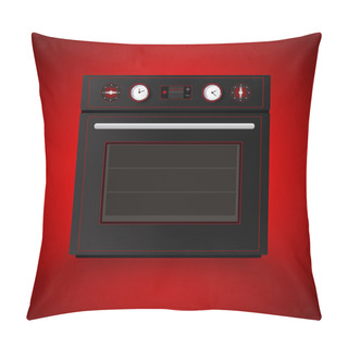 Personality  Kitchen Oven On Red Background. Vector Illustration Pillow Covers