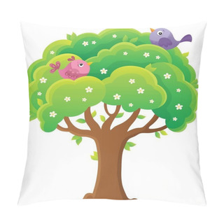 Personality  Springtime Tree Topic Image 4 - Eps10 Vector Illustration. Pillow Covers