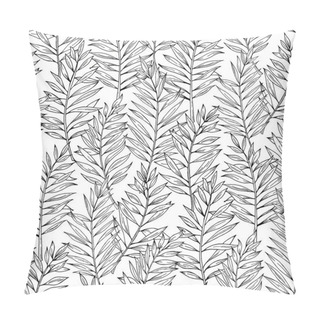 Personality  Vector Seamless Areca Palm Leaves Pattern. Exotic Foliage. Botanical Illustration. Black And White Pillow Covers