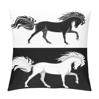 Personality  Black And White Horses Pillow Covers