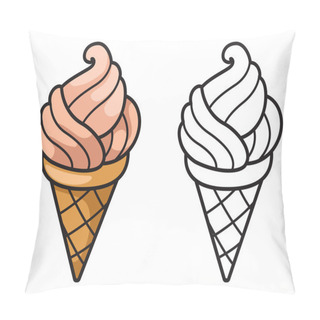 Personality  Colorful And Black And White Ice Cream For Coloring Book Pillow Covers