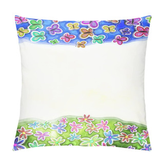 Personality  Decorative Watercolor Spring Butterfly And Daisy Border Pillow Covers