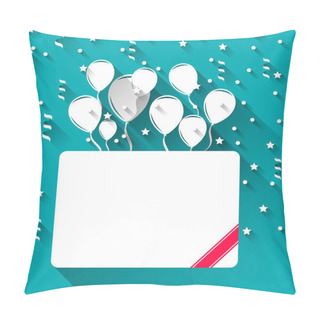 Personality  Greeting Card With Balloons For Happy Birthday, Trendy Flat Styl Pillow Covers