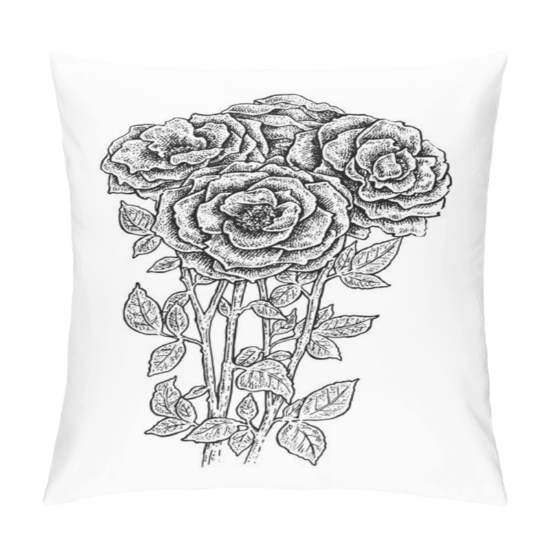 Personality  Beautiful Ink Hand Drawn Black And White Roses. Pillow Covers