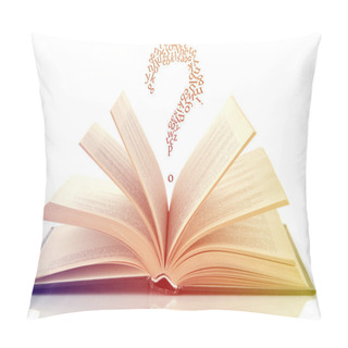 Personality  Opened Book With Letters Flying Out Of It Isolated On White Pillow Covers