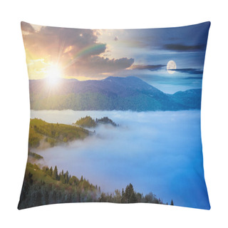 Personality  Time Change Above Mountainous Countryside Pillow Covers