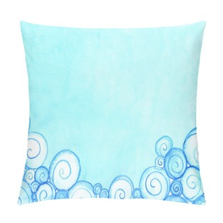 Personality  Cloud Border And Blue Sky Watercolor Hand Painting In Chinese Art Style. Pillow Covers