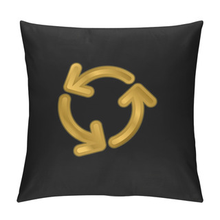 Personality  Arrows Circle Of Three Rotating In Counterclockwise Direction Gold Plated Metalic Icon Or Logo Vector Pillow Covers