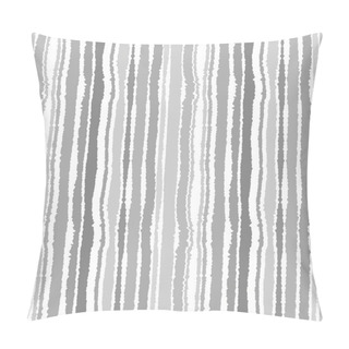 Personality  Seamless Strip Pattern. Vertical Lines With Torn Paper Effect. Shred Edge Background. Gray Colors. Vector Illustration Pillow Covers