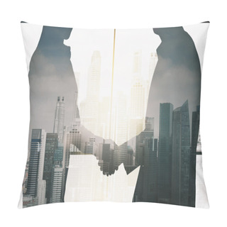 Personality  Business Partners Silhouettes Making Handshake Pillow Covers