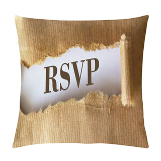 Personality  RSVP Word On Brown Torn Paper Texture Background Pillow Covers