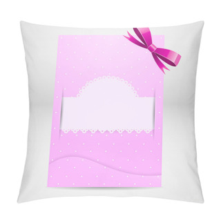Personality  Pink Greeting Card With Bow. Pillow Covers