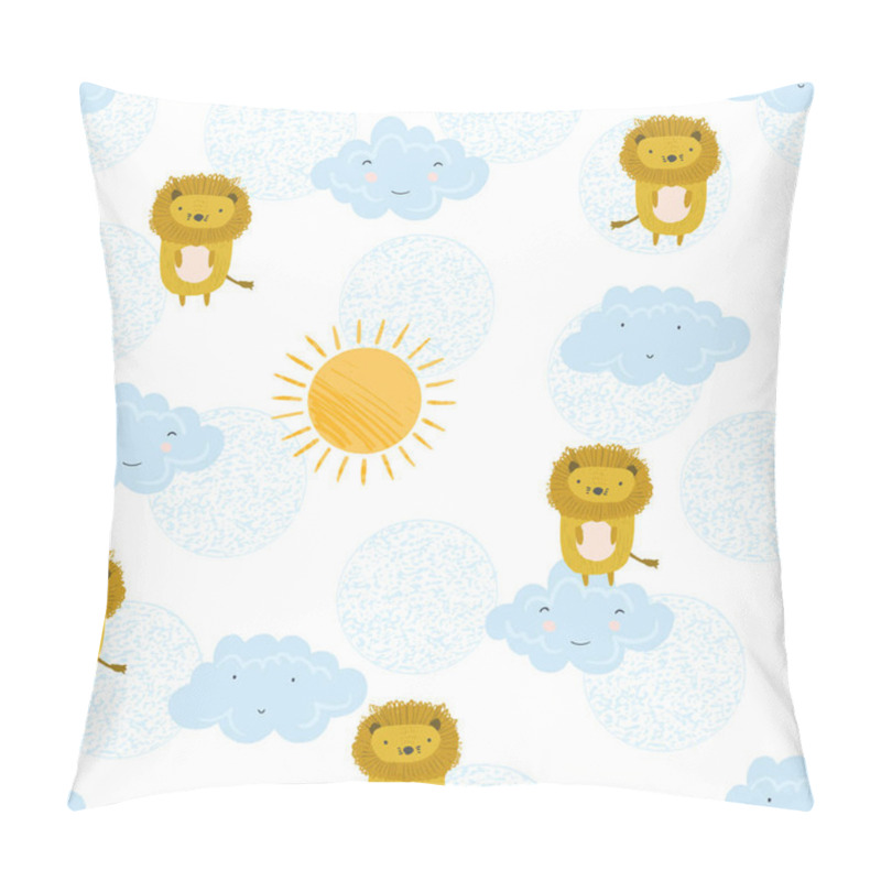 Personality  Cute summer pattern with lions, sun and clouds pillow covers