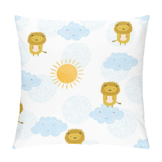 Personality  Cute Summer Pattern With Lions, Sun And Clouds Pillow Covers