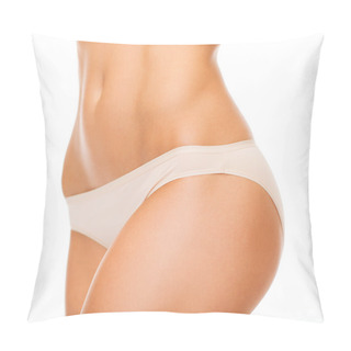 Personality  Woman In Cotton Underwear Showing Slimming Concept Pillow Covers