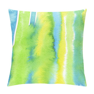 Personality  Green Blue And Yellow Watercolor Strips Background On The Texture Paper Pillow Covers