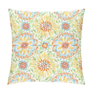 Personality  Watercolor Flower Motif Background. Hand Painted Earthy Whimsical Seamless Pattern. Modern Floral Linen Textile For Spring Summer Home Decor. Decorative Scandi Style Colorful Nature All Over Print Pillow Covers