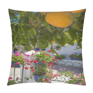 Personality  Andalusian Courtyard Under Orange Tree Pillow Covers
