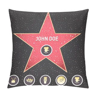 Personality  Walk Of Fame Star With Emblems Pillow Covers