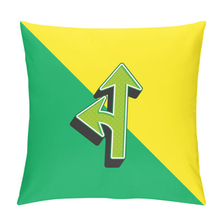 Personality  Arrow Junction One To The Left Green And Yellow Modern 3d Vector Icon Logo Pillow Covers