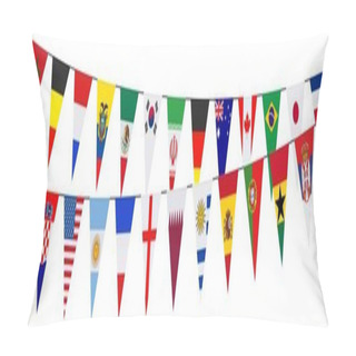 Personality  Garlands With Pennants In The Colors Of The Participating Teams Pillow Covers