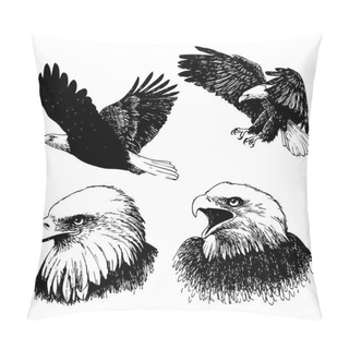 Personality  Set Of Eagle Doodle Hand Drawn Pillow Covers