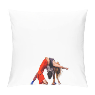 Personality  A Couple Of Young Man And Woman Dancing Hip-hop At Studio Pillow Covers