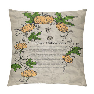 Personality  Halloween Card With Pumpkins And Skulls. Vector Illustration Pillow Covers