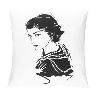 Personality  Kaliningrad, Russia 8 October 2020 , Gabrielle Chanel Coco Sketch Portrait Illustration Pillow Covers