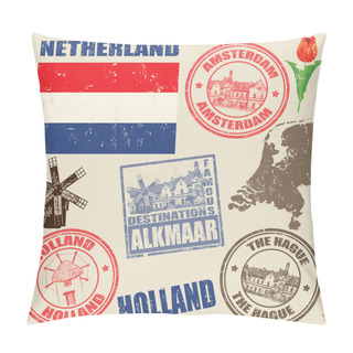 Personality  Set Of Netherland Stamps Pillow Covers