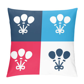 Personality  Balloons Blue And Red Four Color Minimal Icon Set Pillow Covers