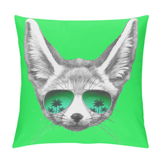 Personality Fennec Fox With Mirror Sunglasses Pillow Covers