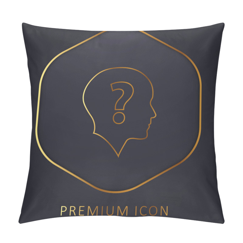 Personality  Bald Head With Question Mark Golden Line Premium Logo Or Icon Pillow Covers