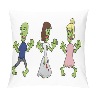 Personality  3 Pcs Scary Zombies On A White Background, Halloween Holiday - Vector Illustration Pillow Covers