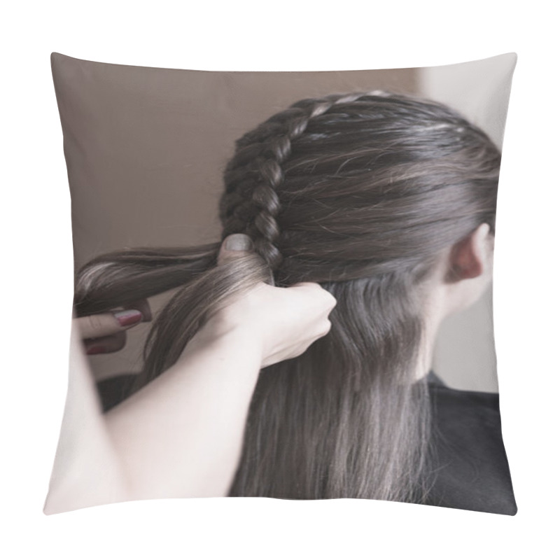 Personality  Hairdresser making a dutch braid pillow covers