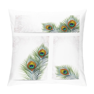 Personality  Set Of Beautiful Vector Peacock Feathers. EPS 10 Pillow Covers