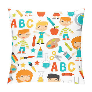 Personality  Retro Kids Back To School Seamless Pattern Background Pillow Covers
