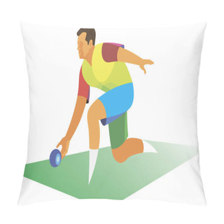 Personality  A Young Man Throwing A Ball In The Traditional British Game Lawn Pillow Covers