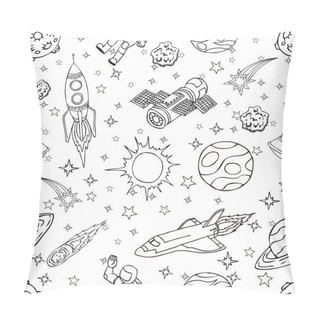 Personality  Outer Space Doodles, Symbols And Design Elements. Cartoon Space Icons. Hand Drawn Vector Illustration. Pillow Covers