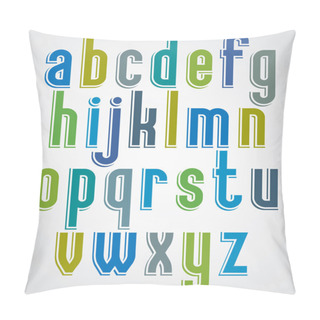 Personality  Colorful Animated Font, Comic Lower Case Letters With White Outl Pillow Covers